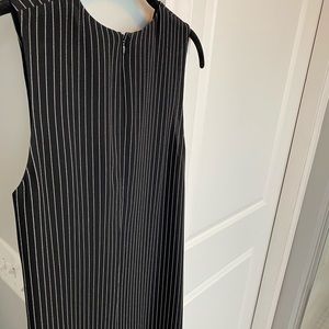Navy blue sleeveless pinstripe dress